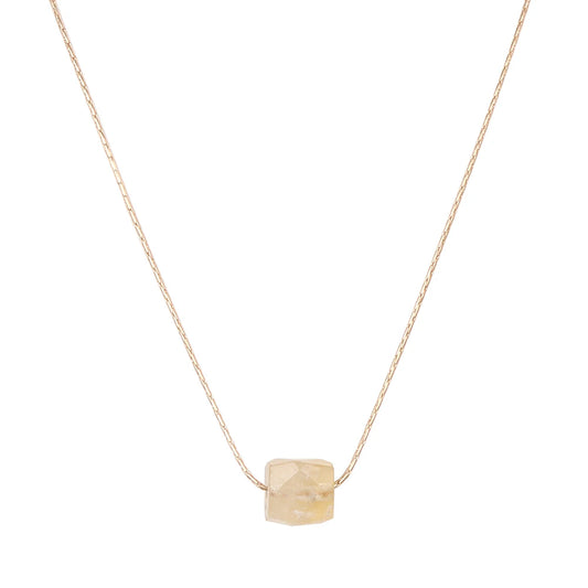 Collier cube en citrine brute naturelle