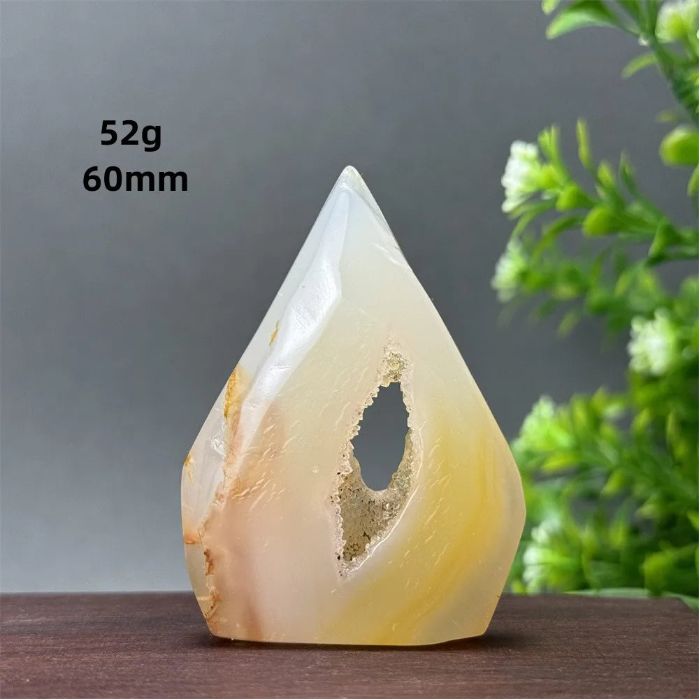 Natural Yellow Agate Geode Free Form Torch