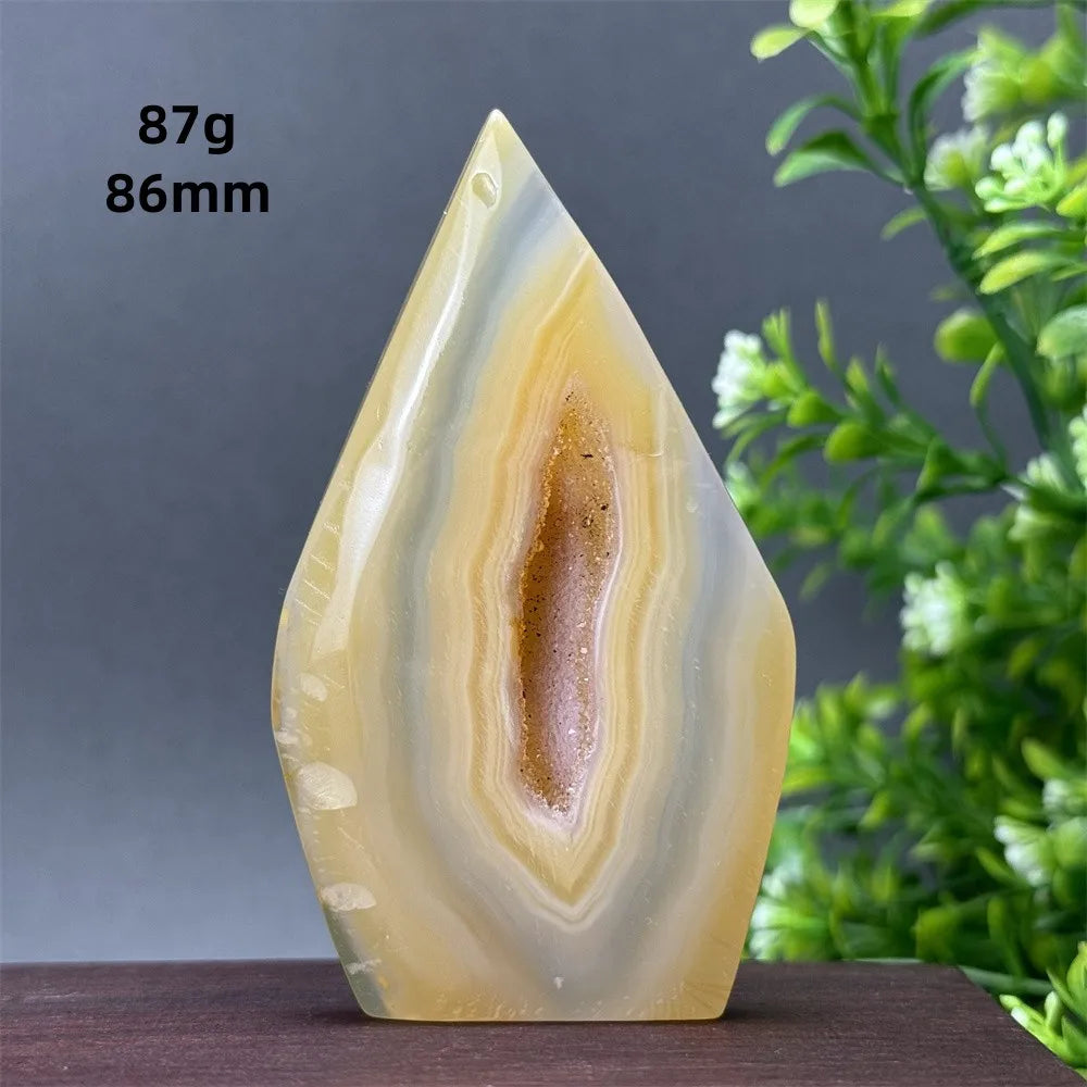 Natural Yellow Agate Geode Free Form Torch