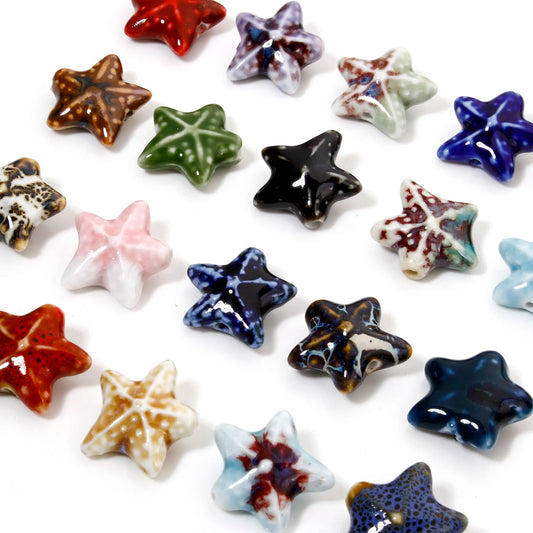 10 PCs Ceramic Starfish Beads (22mm x 19mm)