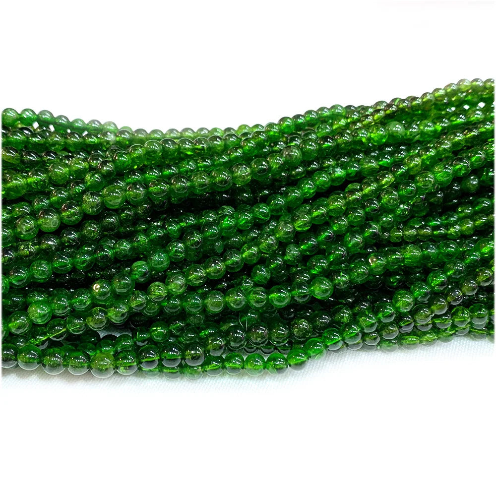 Naural Green Chrome Diopside Round Bead Strand