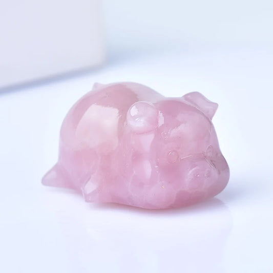 Natural Gemstone Piglet Carving