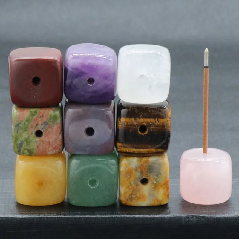 Porte-encens en bloc de cristal