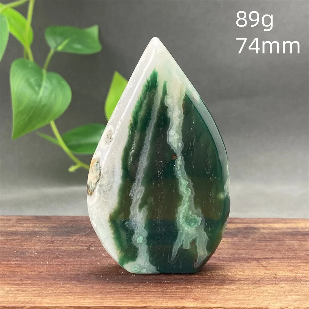 Natural Green Cherry Blossom Agate Freeform Torch