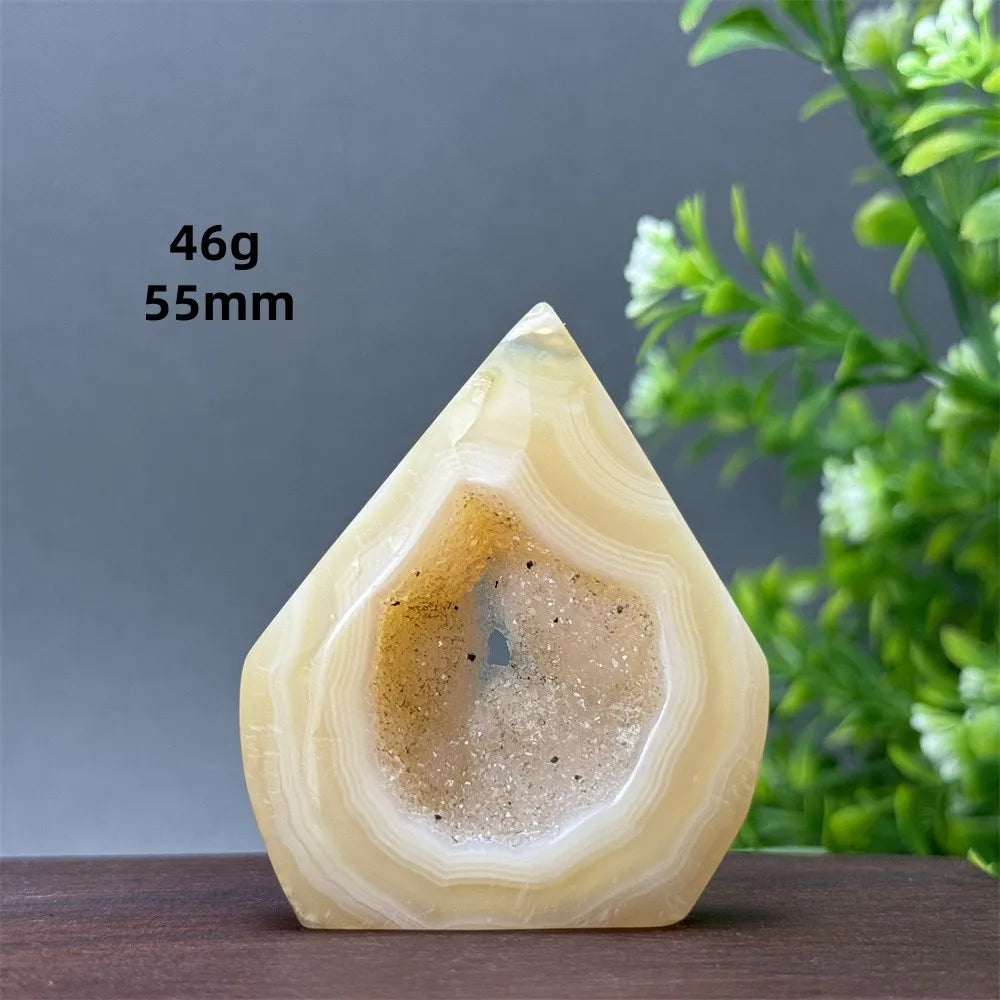 Natural Yellow Agate Geode Free Form Torch
