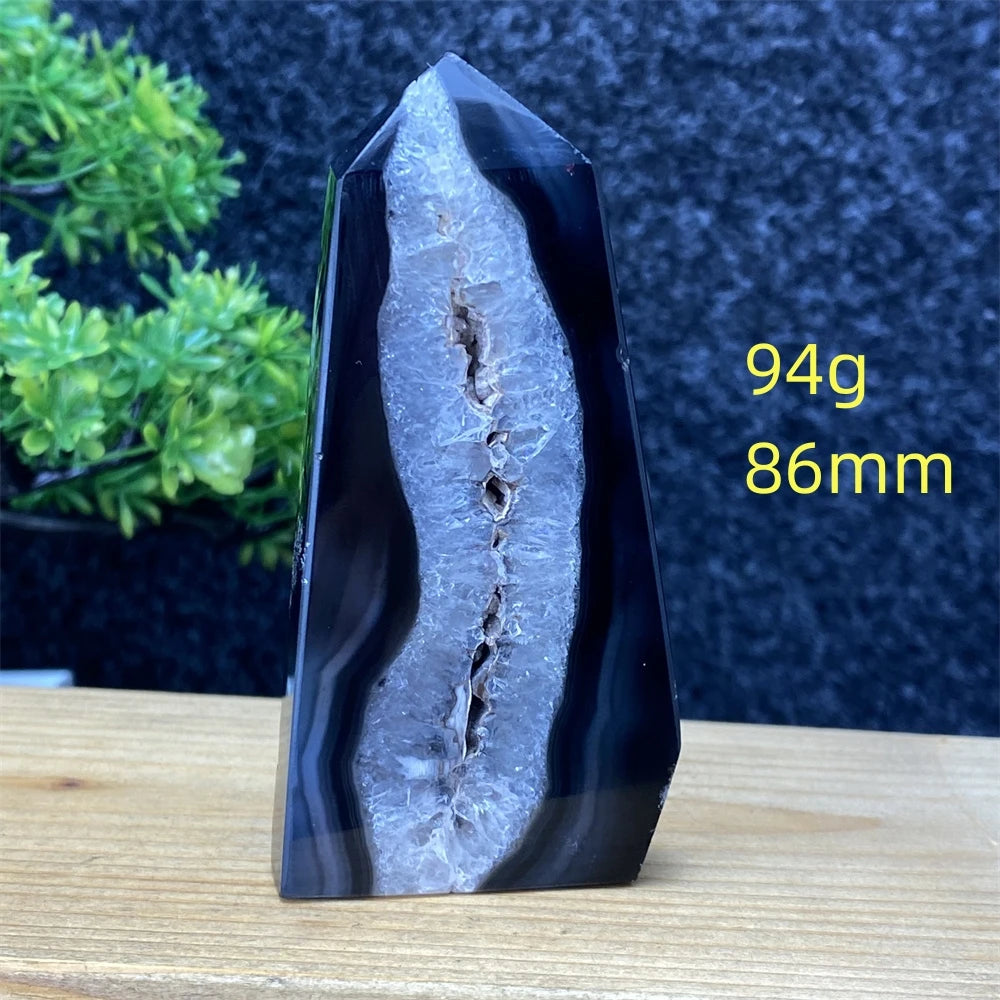 Black Agate Geode Obelisk