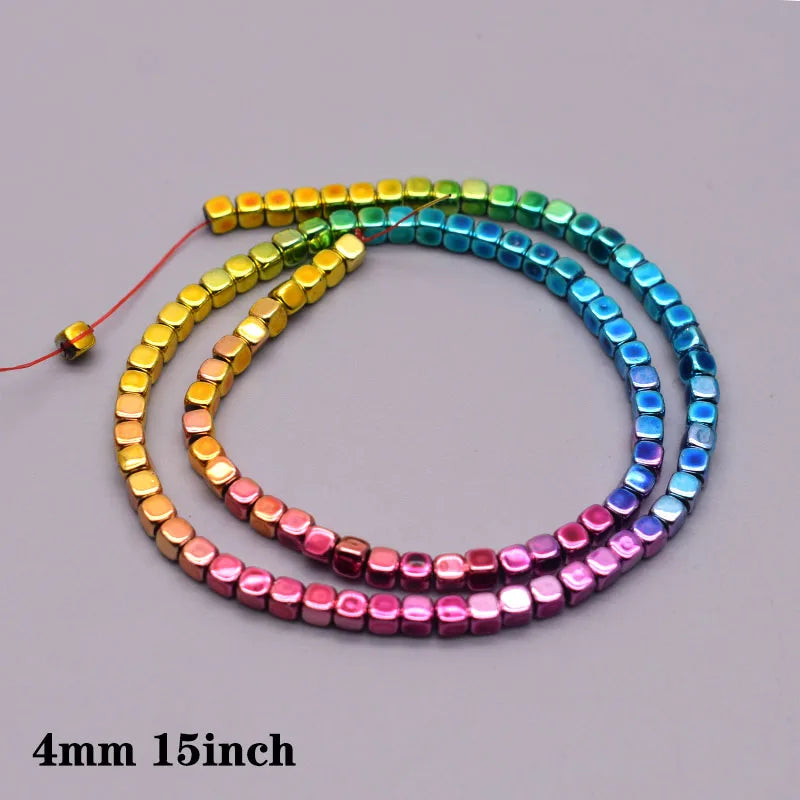 Rainbow Gradient Natural Hematite Bead Strand