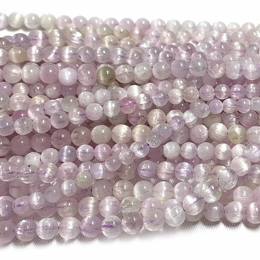 AAA Natural Kunzite Round Bead Strand