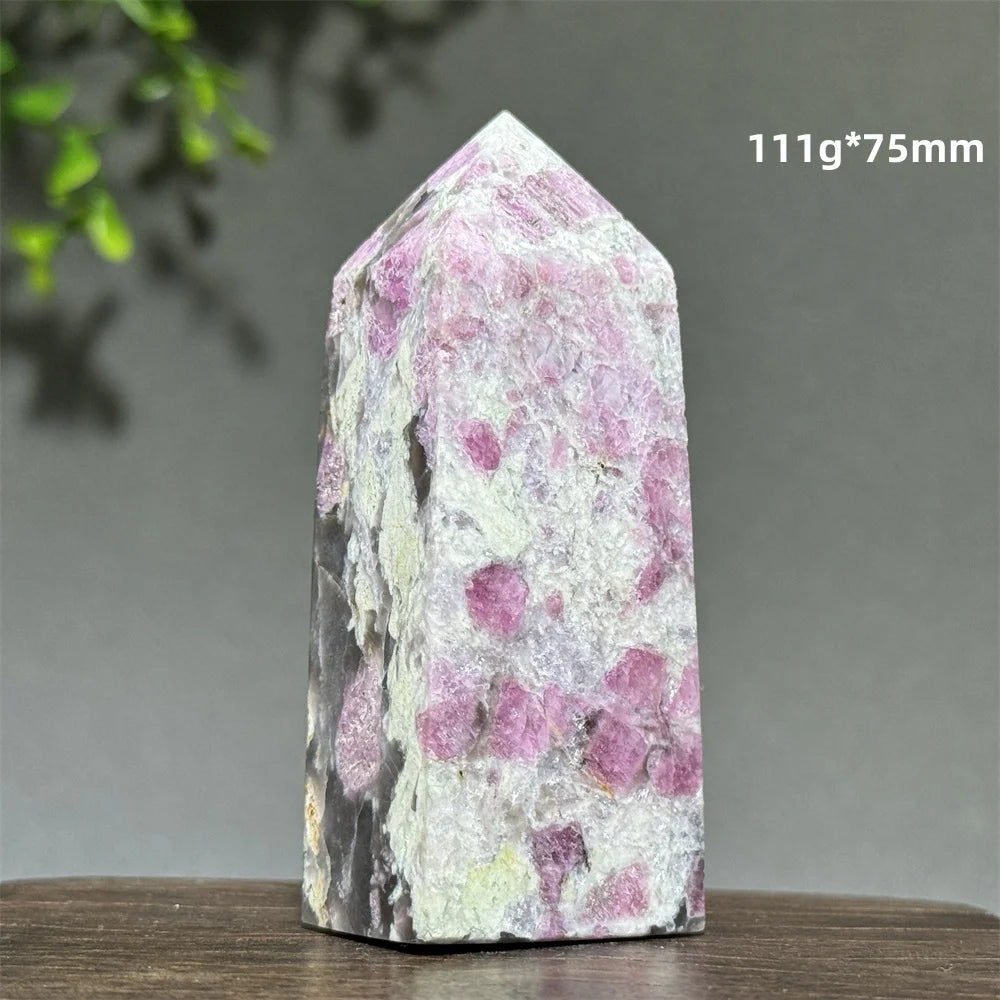 Natural Plum Blossom Tourmaline Obelisk