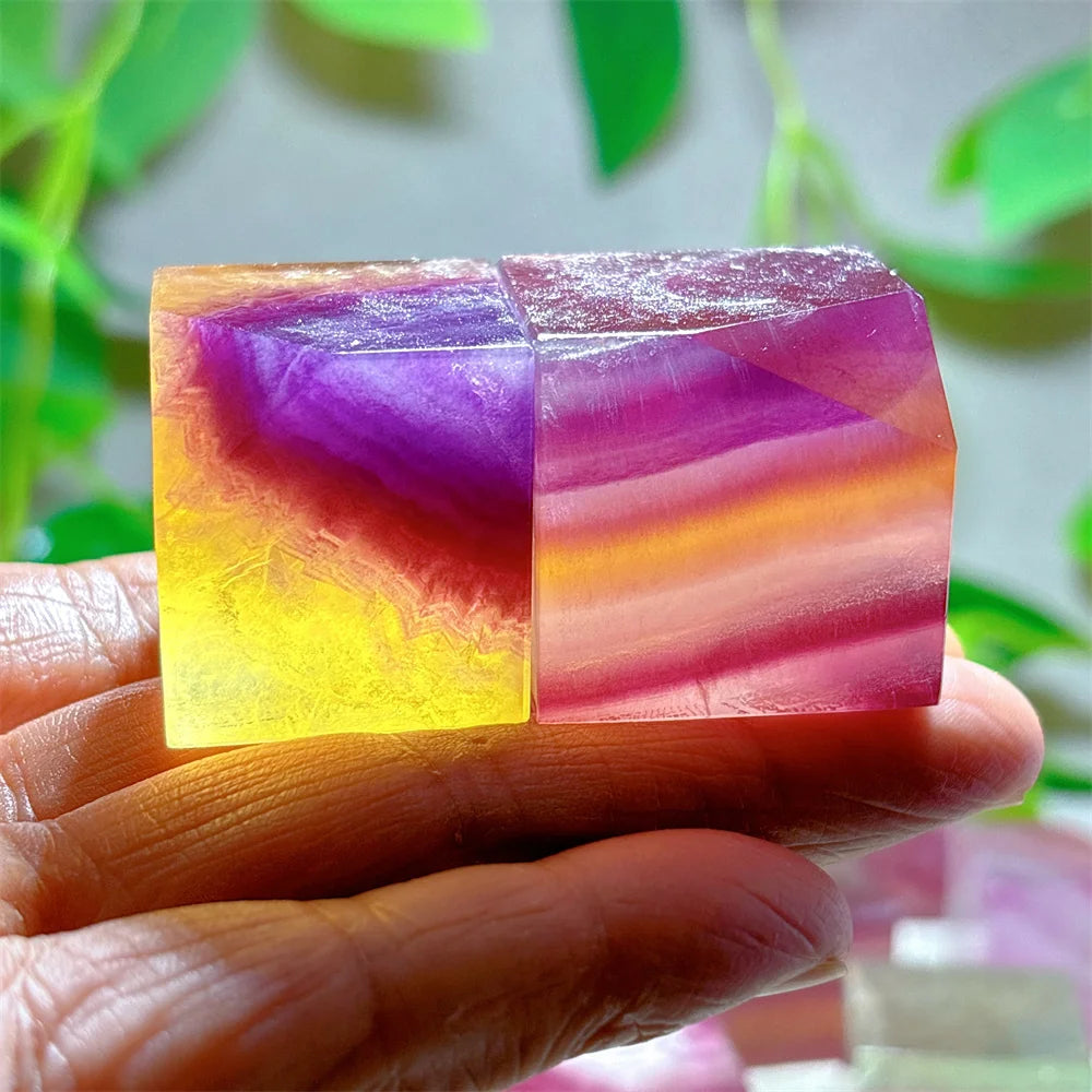 Natural Banded Candy Fluorite Cubes