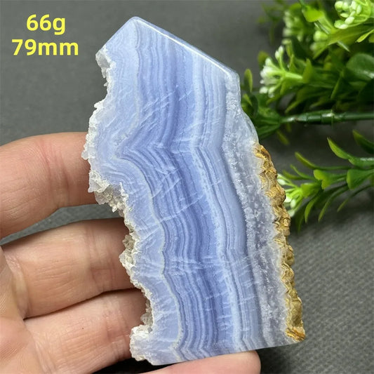 Natural Blue Lace Agate Slice Semi-Freeform Tower