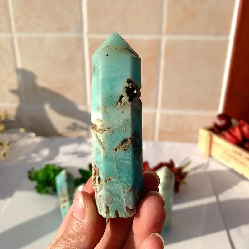 Natural Blue Amazonite Tower