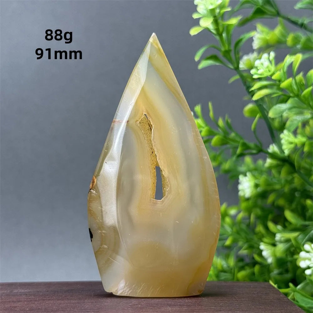 Natural Yellow Agate Geode Free Form Torch