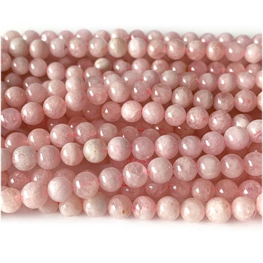 Natural Genuine Pink Morganite Round Bead Strand