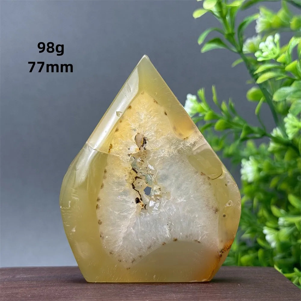 Natural Yellow Agate Geode Free Form Torch