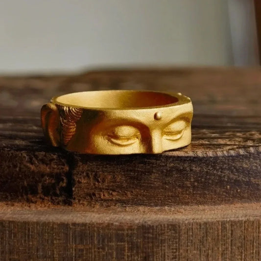 Bague demi-visage Bouddha « Ne parlez pas du mal »