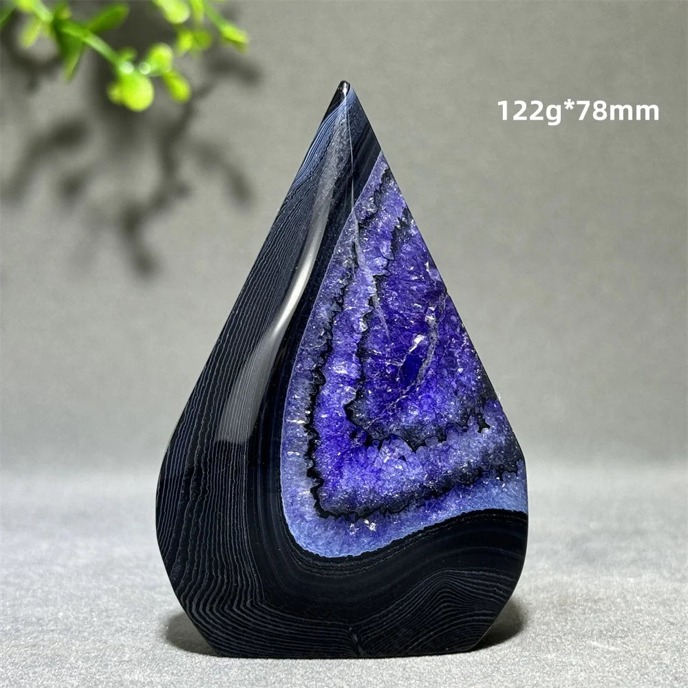 Dyed Purple Black Banded Agate Freeform Torch