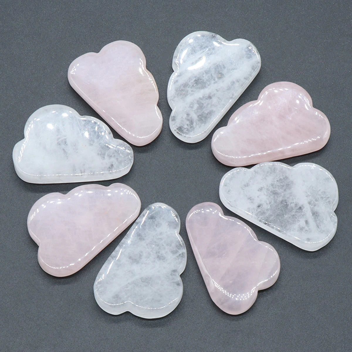 1pc Clear/Rose Quartz Cloud Carving