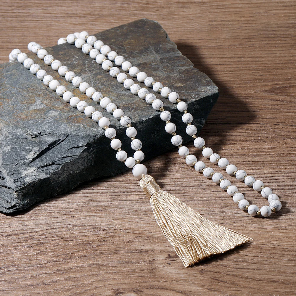 Collier Mala en 108 pierres naturelles de 6 mm