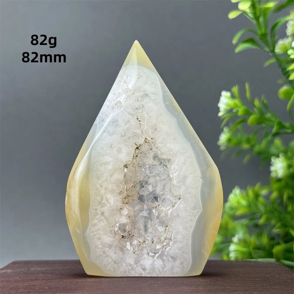 Natural Yellow Agate Geode Free Form Torch
