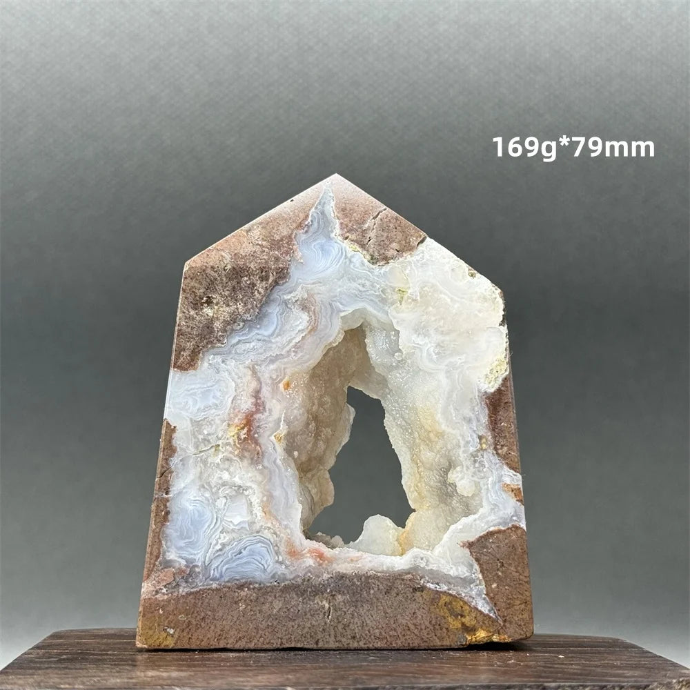 Natural Druzy Geode Fairy Window Tower