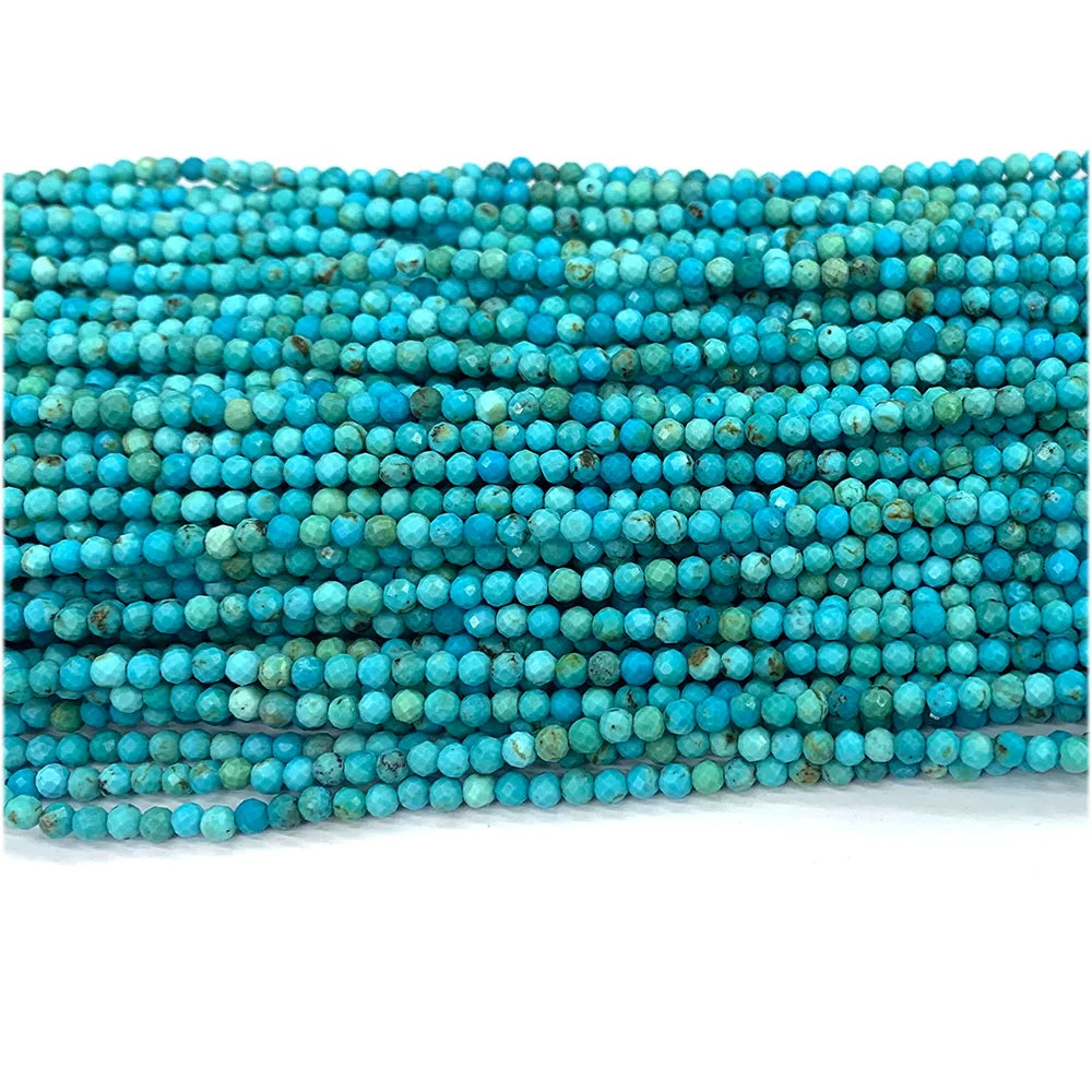 Enhanced Blue Turquoise Faceted Round Small Bead Strand