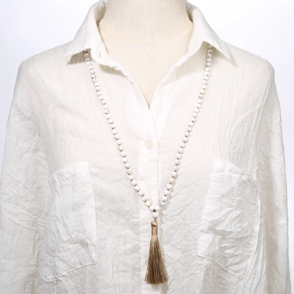 Collier Mala en 108 pierres naturelles de 6 mm