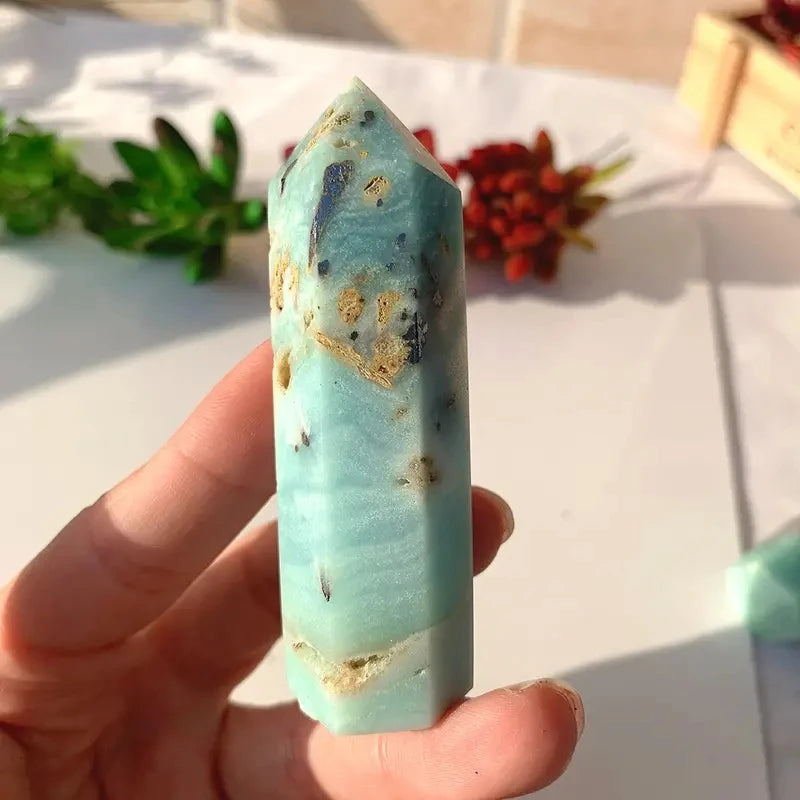 Natural Blue Amazonite Tower