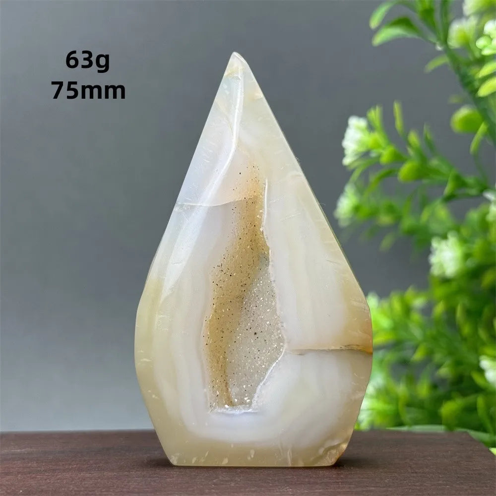 Natural Yellow Agate Geode Free Form Torch