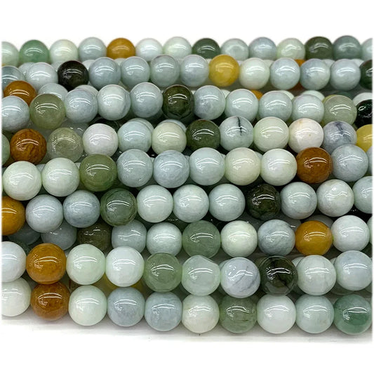Natural Mixed Green Jadeite Bead Strand