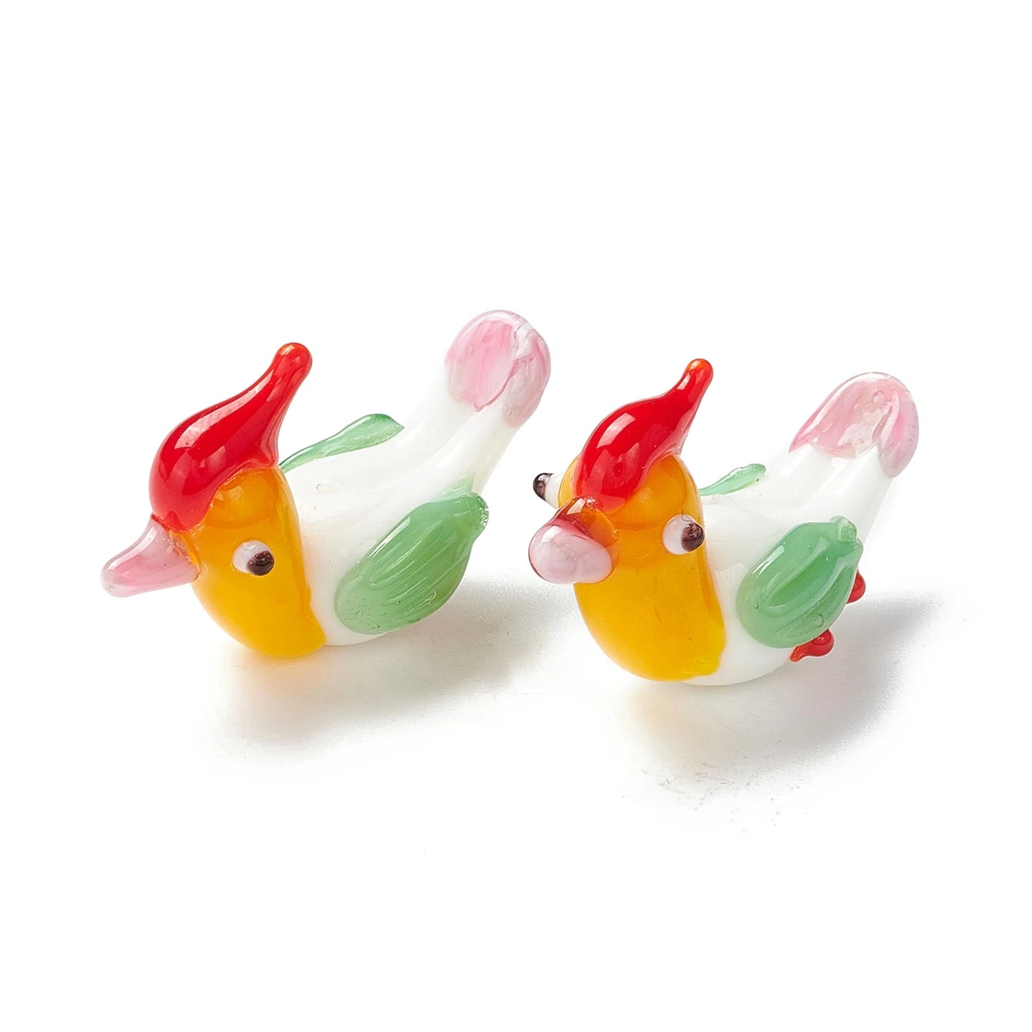 5pcs Handmade Glass Lampwork Chicken Beads