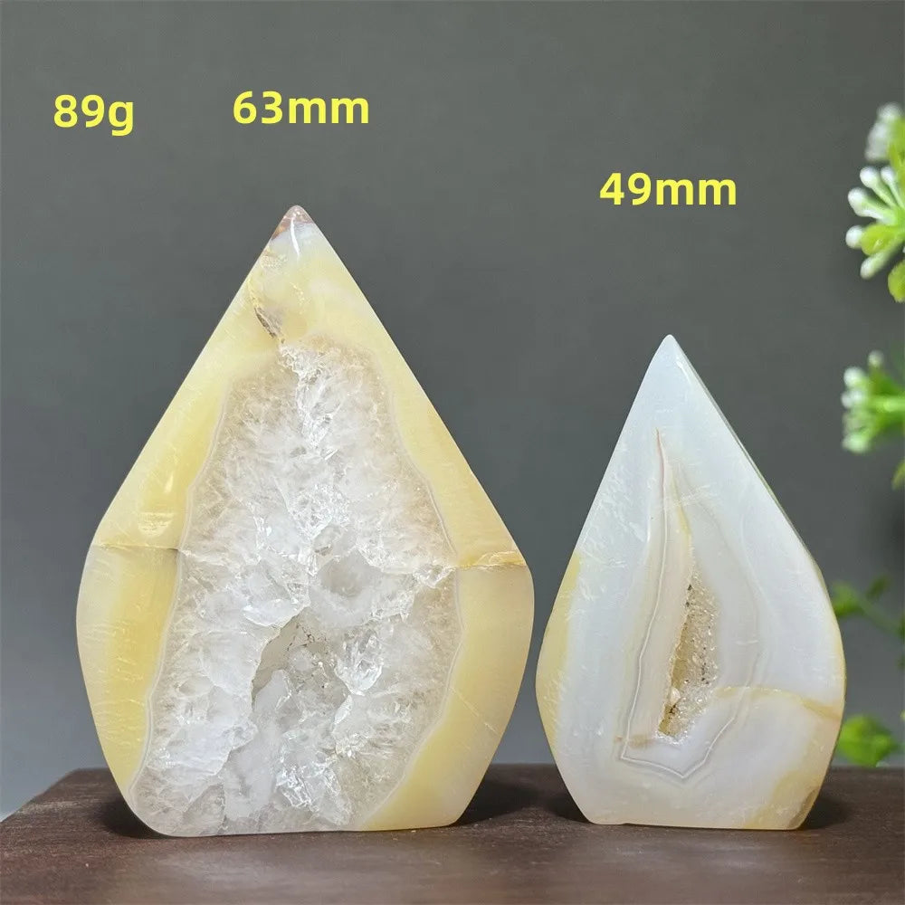 Natural Yellow Agate Geode Free Form Torch