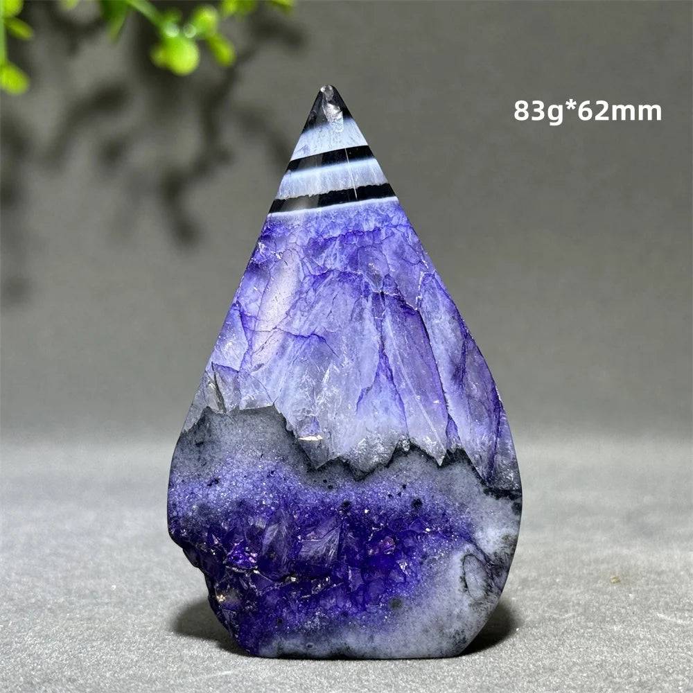 Dyed Purple Black Banded Agate Freeform Torch