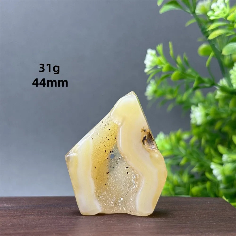 Natural Yellow Agate Geode Free Form Torch