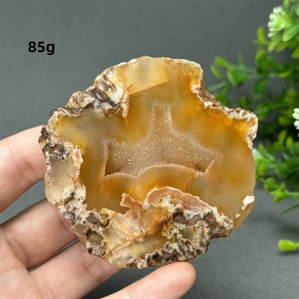 Natural Red Cherry Blossom Agate Geode Slab