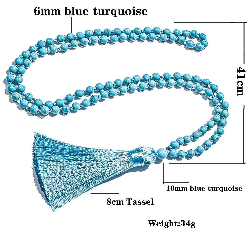Collier Mala en 108 pierres naturelles de 6 mm