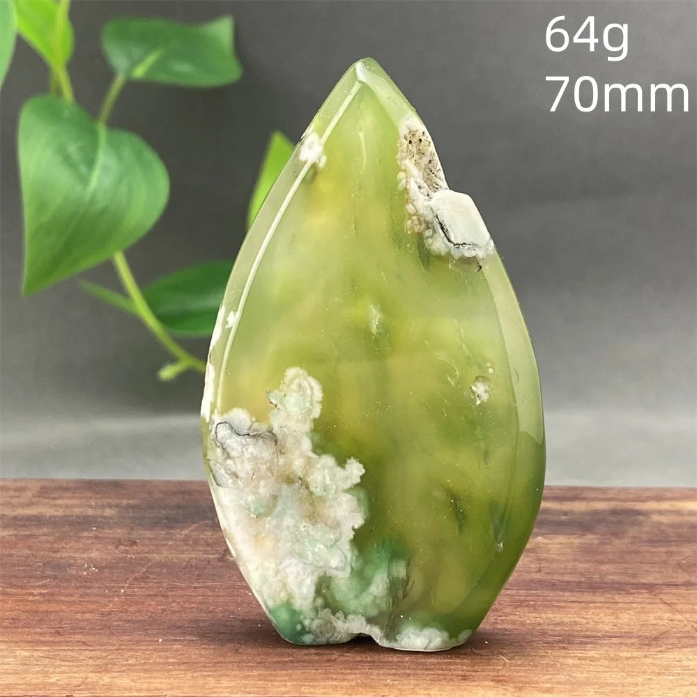Natural Green Cherry Blossom Agate Freeform Torch