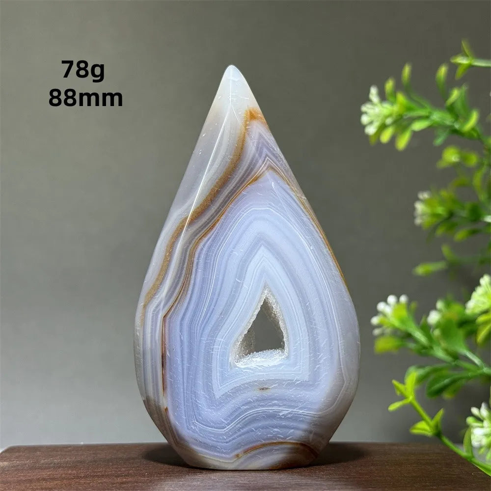 Natural Yellow Striped Agate Crystal Cave Free-Form Torch