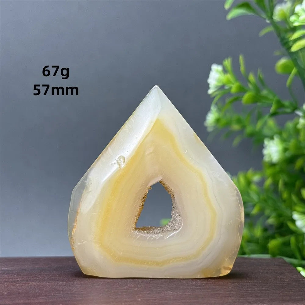 Natural Yellow Agate Geode Free Form Torch