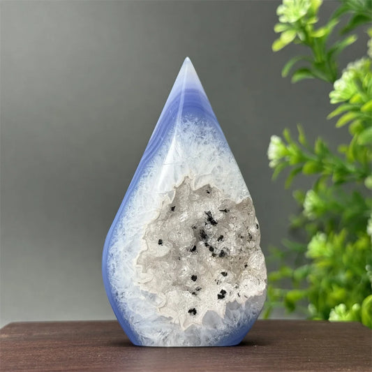 Blue Agate Geode Free Form Torch