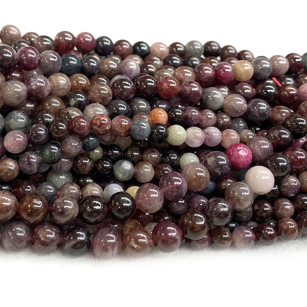 Natural Purple/Red Spinel Round Small Bead Strand