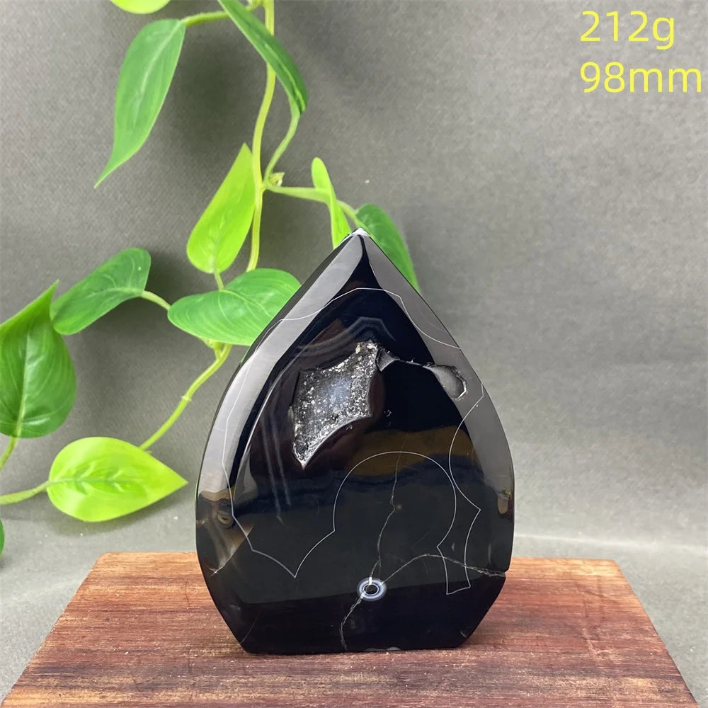 Natural Black Agate Crystal Cave Freeform