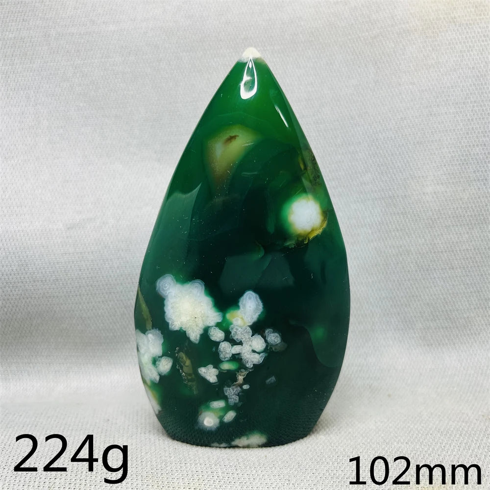Green Cherry Blossom Agate Free Form Teardrop