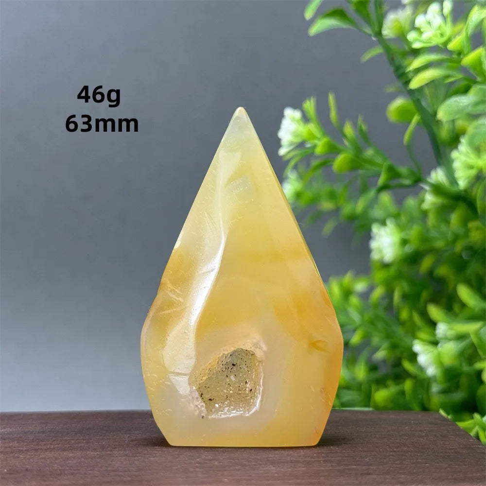 Natural Yellow Agate Geode Free Form Torch
