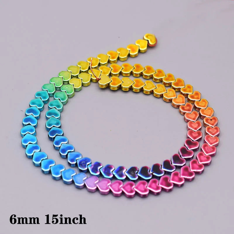 Rainbow Gradient Natural Hematite Bead Strand