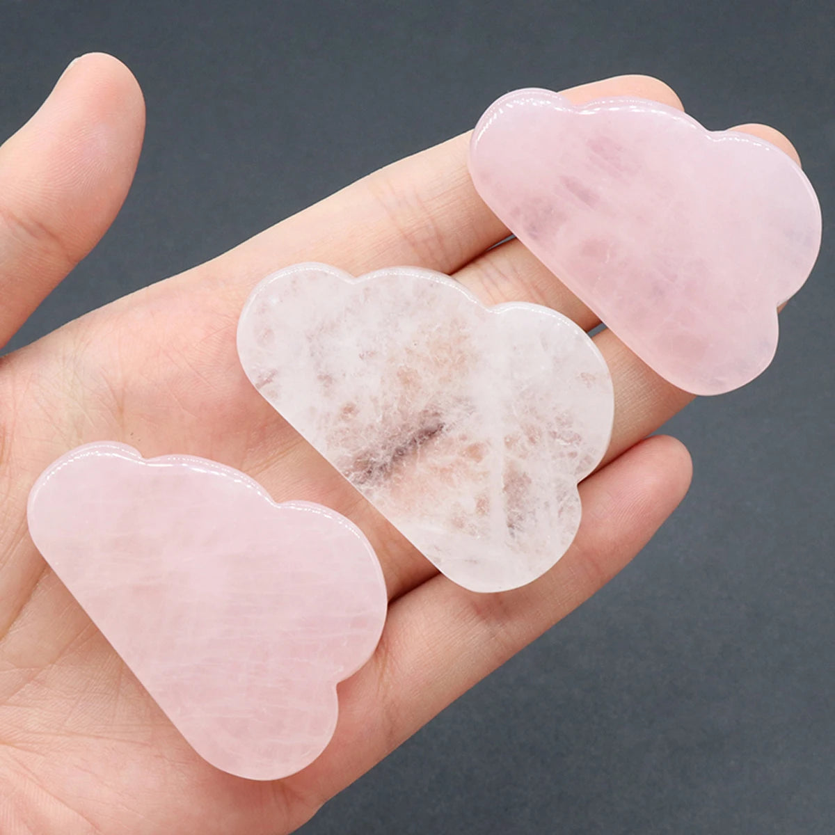 1pc Clear/Rose Quartz Cloud Carving