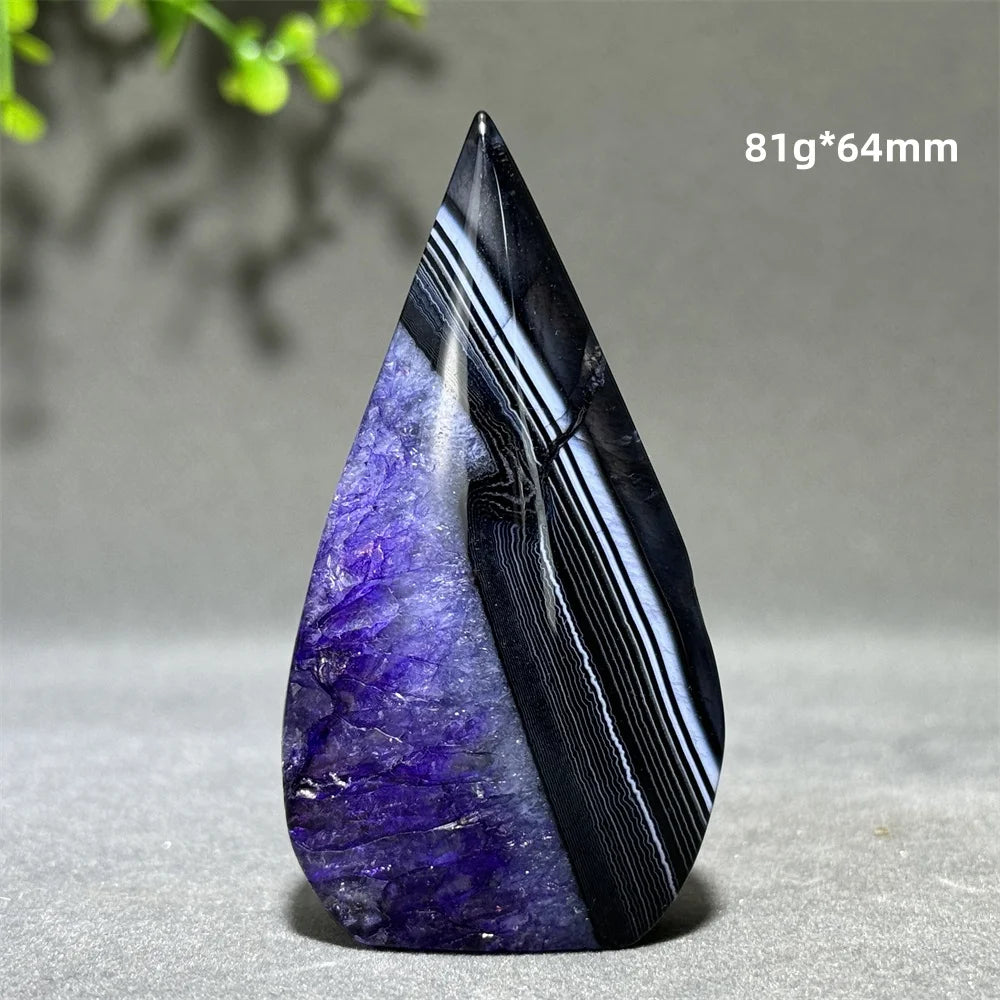 Dyed Purple Black Banded Agate Freeform Torch