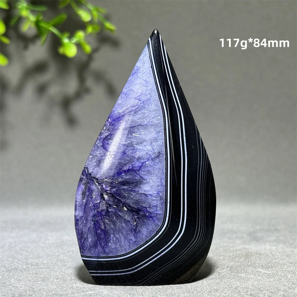 Dyed Purple Black Banded Agate Freeform Torch