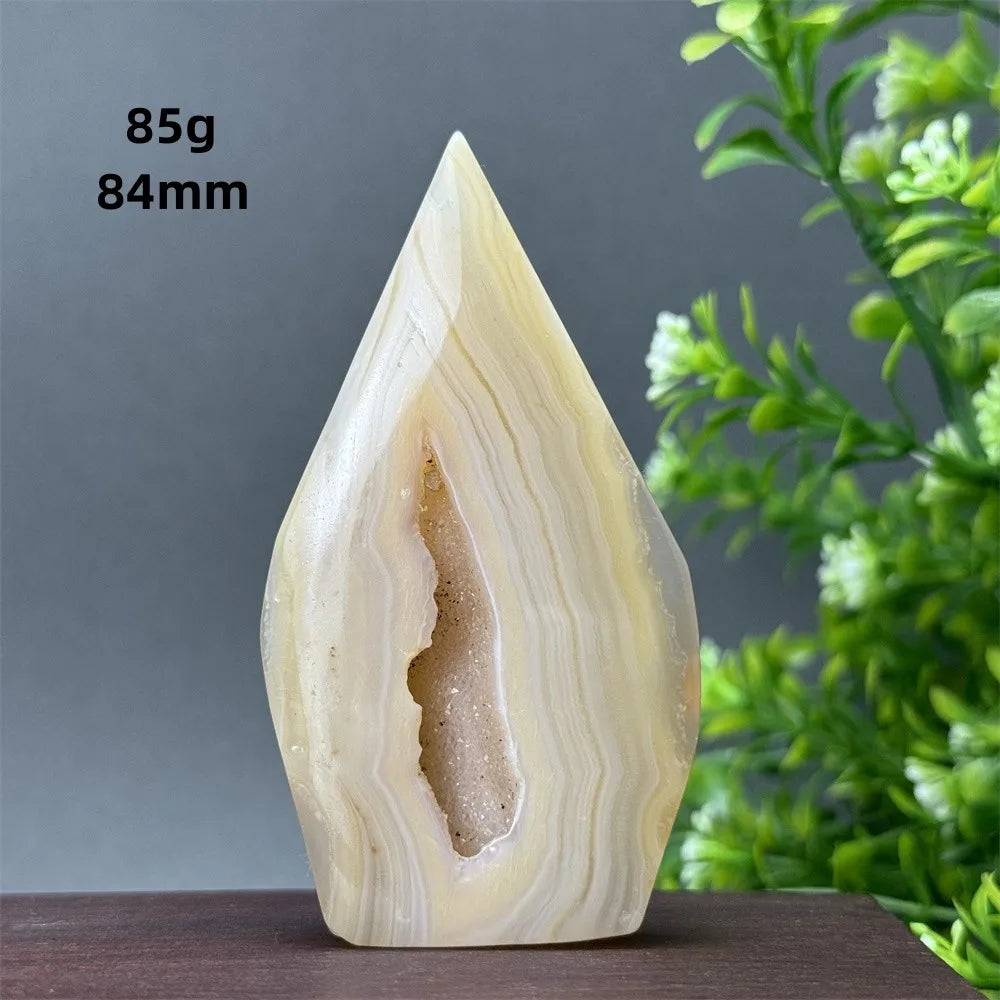 Natural Yellow Agate Geode Free Form Torch