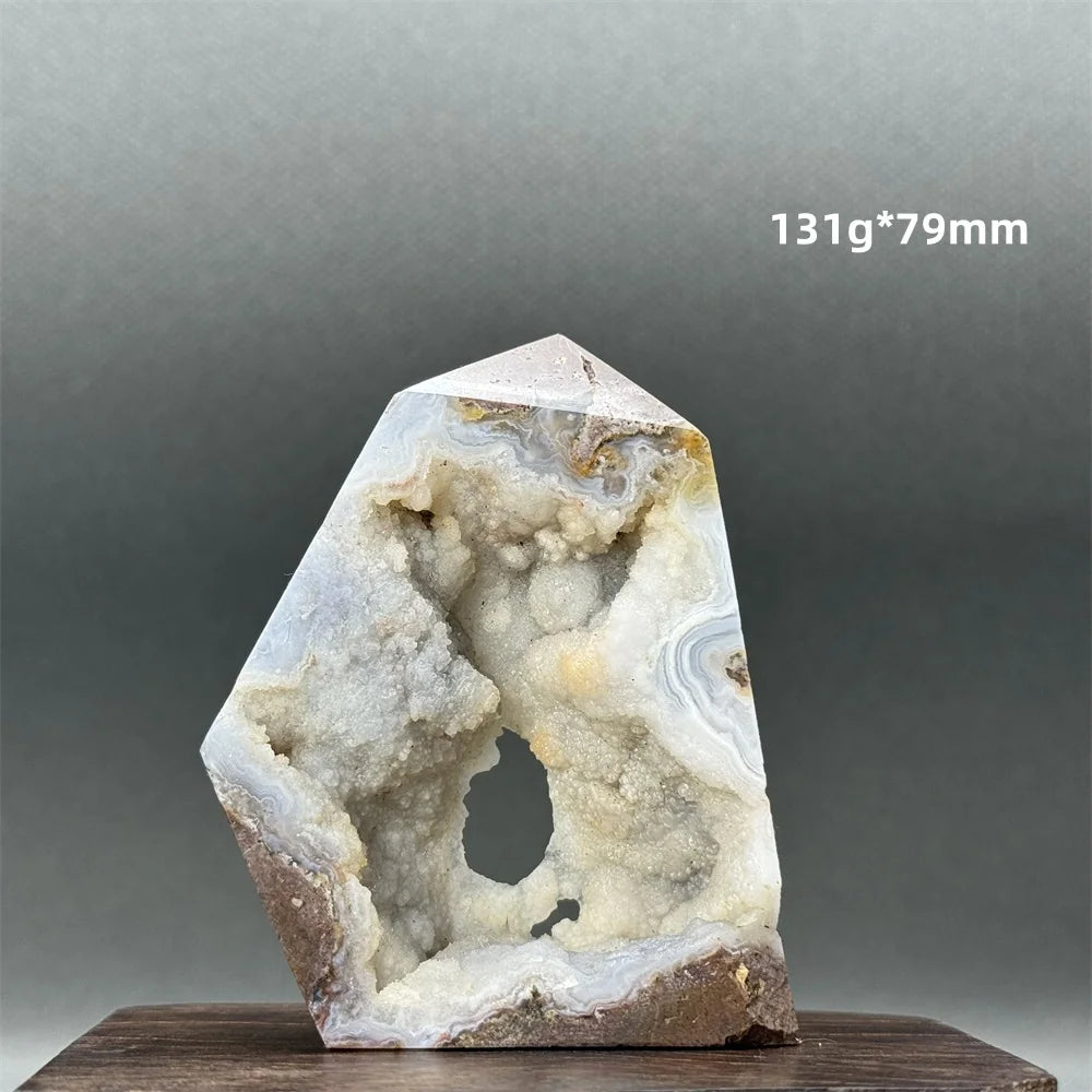 Natural Druzy Geode Fairy Window Tower